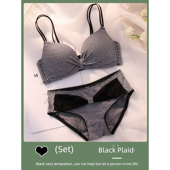 Front Bow Cross Back Bra Set