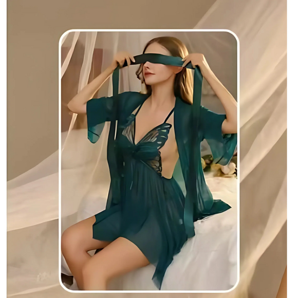 Ice Silk Sleepwear Women's Thin Three Piece Set