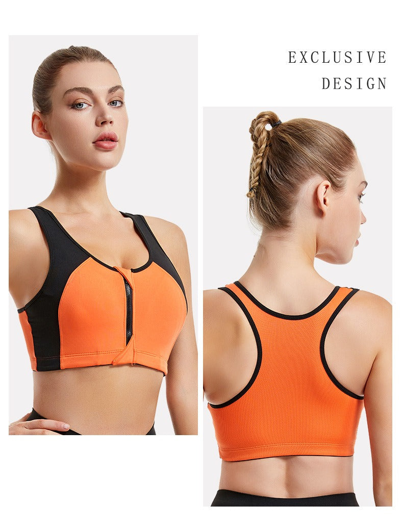 Breast Support Front Zipper Sports Bra - 0