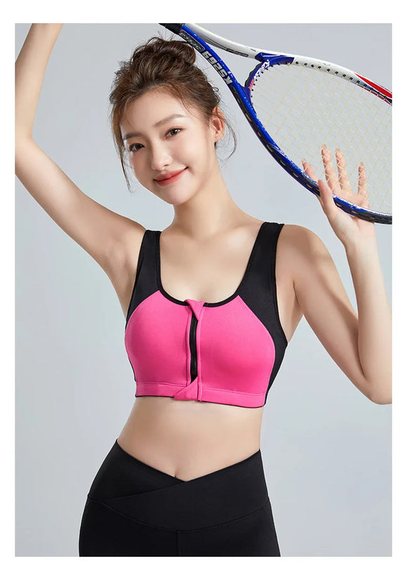 Shockproof Front Zipper Sports Bra