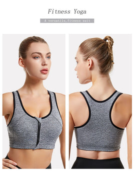 Shockproof Front Zipper Sports Bra