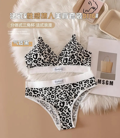 Leopard Printed Seamless Bra Penty