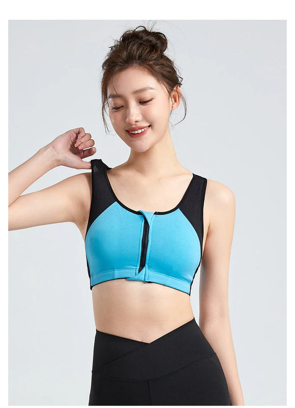 Shockproof Front Zipper Sports Bra