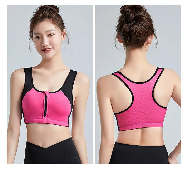 Breast Support Front Zipper Sports Bra