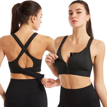 Buy black Breast Support Front Zipper Sports Casual or Gym Bra