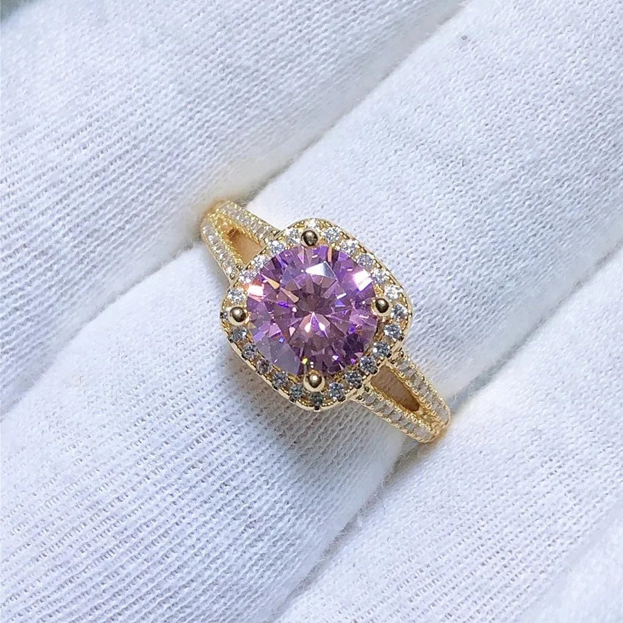 Pink Crystal Zircon Ring