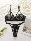 Lace Transparent Push-up Underwear Bra Set-2