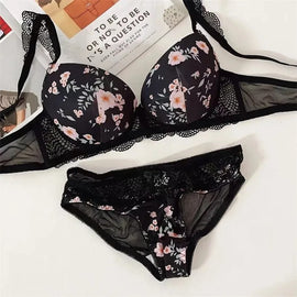 Floral Print Pushup Padded Bra Set