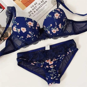 Floral Print Pushup Padded Bra Set