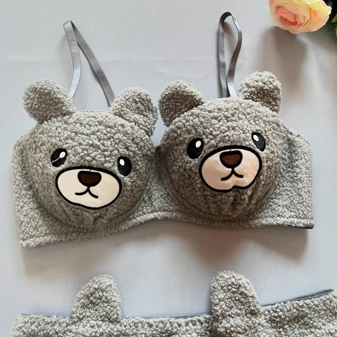 Cute Bear Anime Soft Plush Design Bra & Panty