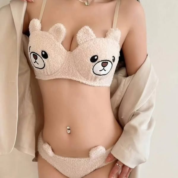 Cute Bear Anime Soft Plush Design Bra & Panty