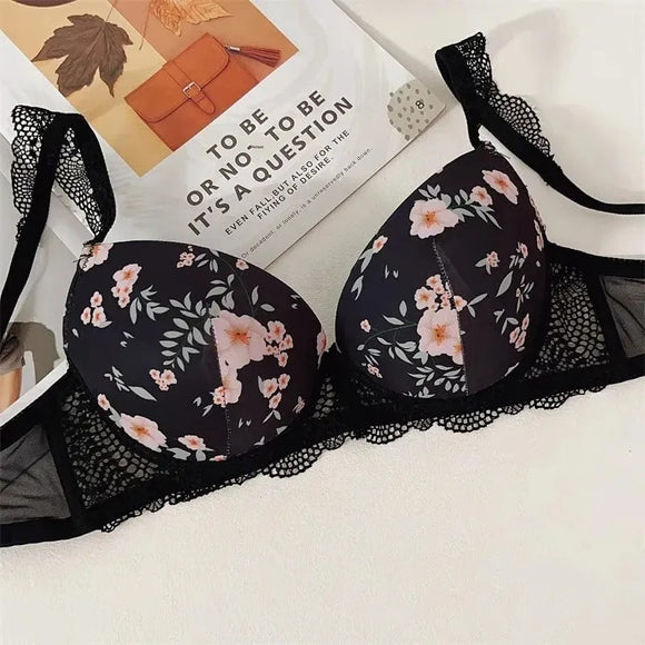 Floral Print Pushup Padded Bra Set