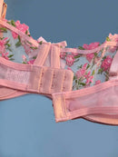 Flower Embroidered Bow Strap Lingerie Set-9