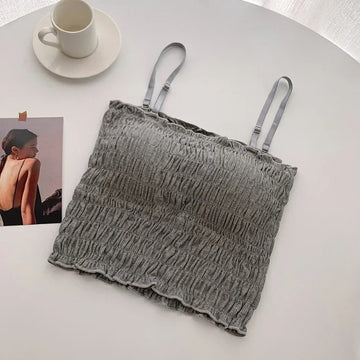 Buy gray Women Pleated line Adjusted-strap Camisoles