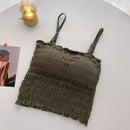 Women Pleated line Adjusted-strap Camisoles-1