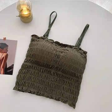 Women Pleated line Adjusted-strap Camisoles