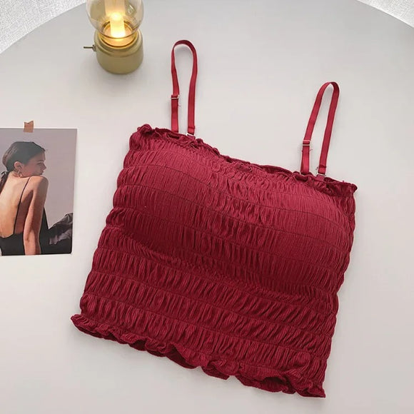 Women Pleated line Adjusted-strap Camisoles