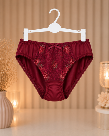 Women's Floral Lace Bikini Panty – Soft Breathable Cotton Mid Rise Brief - 0