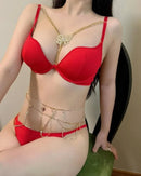 Butterfly Centre Jewel Pushup Bra Set-4