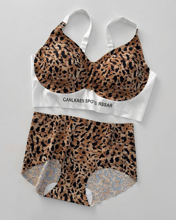 Buy brown-leopard Ultra Stretch Leopard Pattern Intimate Set