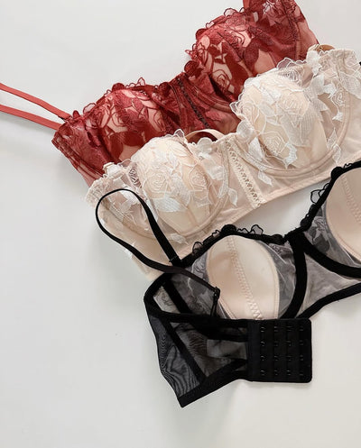 Non Paded Wired Floral Net See Through - 0