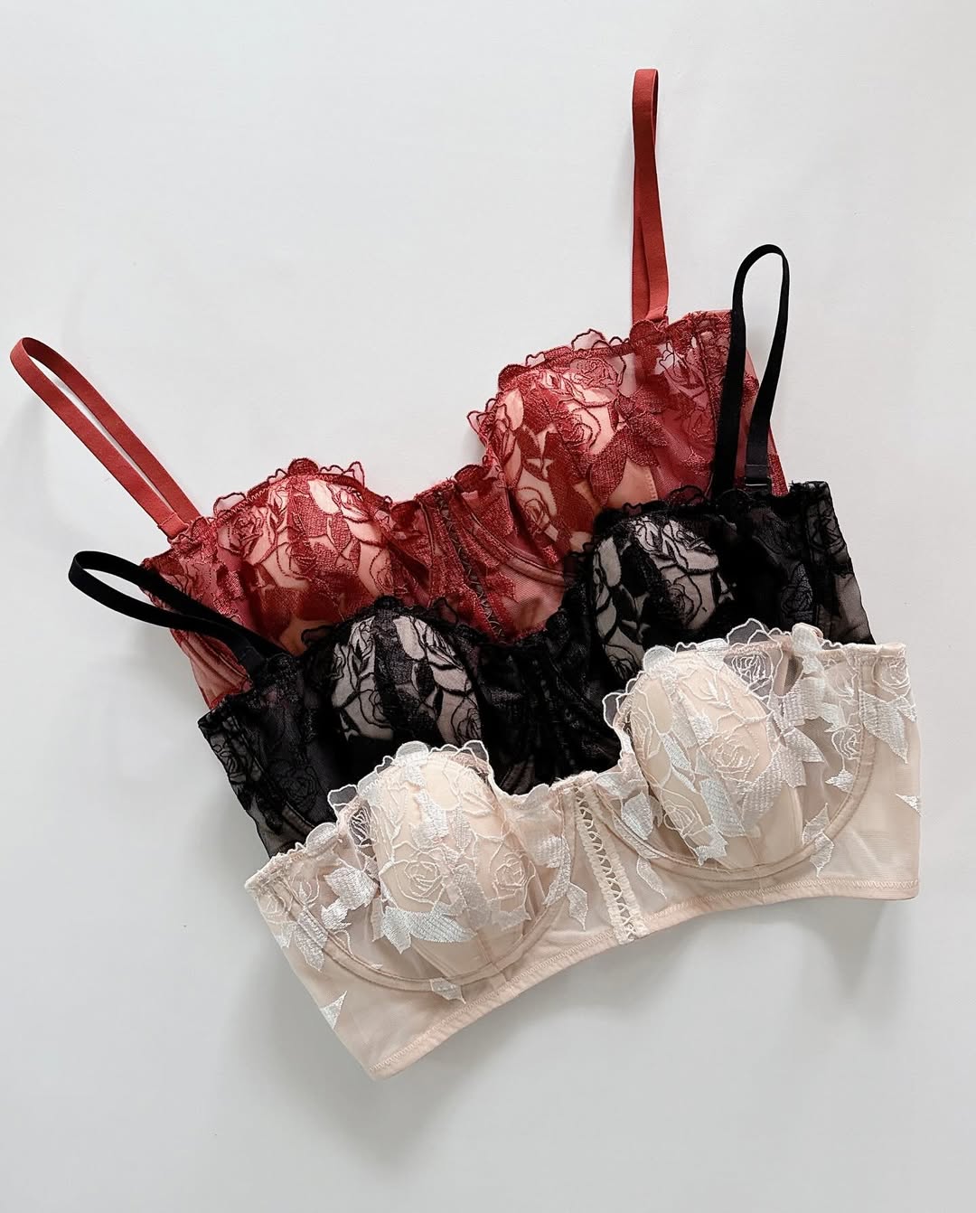 Non Paded Wired Floral Net See Through