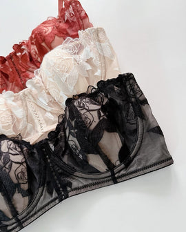 Non Paded Wired Floral Net See Through