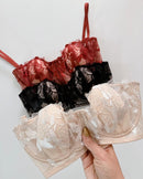 Non Paded Wired Floral Net See Through-5