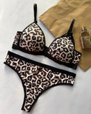 Leopard Print Padded Push-up  Bra set-2