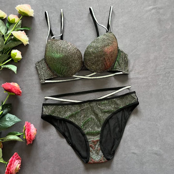Buy green-sparkle GlitterGlow sparkling  Lingerie Set