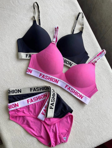 Ultra-Comfort Fashion Strap Padded Bra & Panty Set
