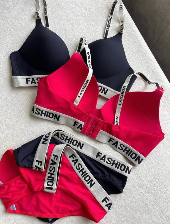 Ultra-Comfort Fashion Strap Padded Bra & Panty Set
