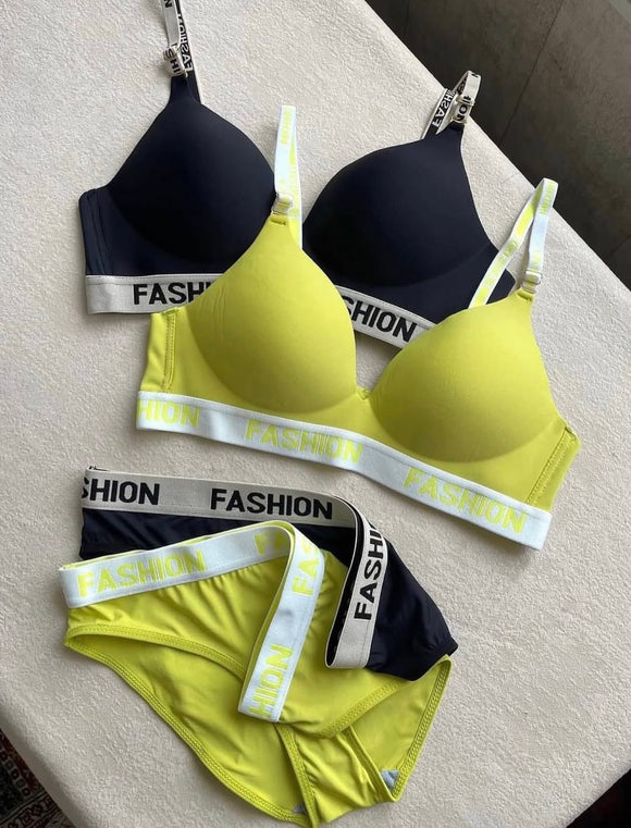 Ultra-Comfort Fashion Strap Padded Bra & Panty Set