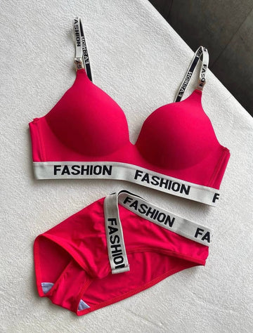 Ultra-Comfort Fashion Strap Padded Bra & Panty Set - 0