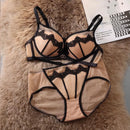 Paded Push-up Bra Set Embroidered Lace-2