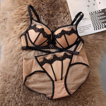 Paded Push-up Bra Set Embroidered Lace - 0