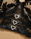 Baroque Floral Lace Crystal Heart Buckle Set-9