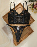Baroque Floral Lace Crystal Heart Buckle Set-7