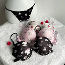 Hello Kitty High Quality Front Open 4 In 1 Push-up Print Adjustable Straps Bra Panty Set-9