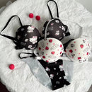 Hello Kitty High Quality Front Open 4 In 1 Push-up Print Adjustable Straps Bra Panty Set-5