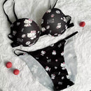Hello Kitty High Quality Front Open 4 In 1 Push-up Print Adjustable Straps Bra Panty Set-4