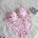 Hello Kitty High Quality Front Open 4 In 1 Push-up Print Adjustable Straps Bra Panty Set-2
