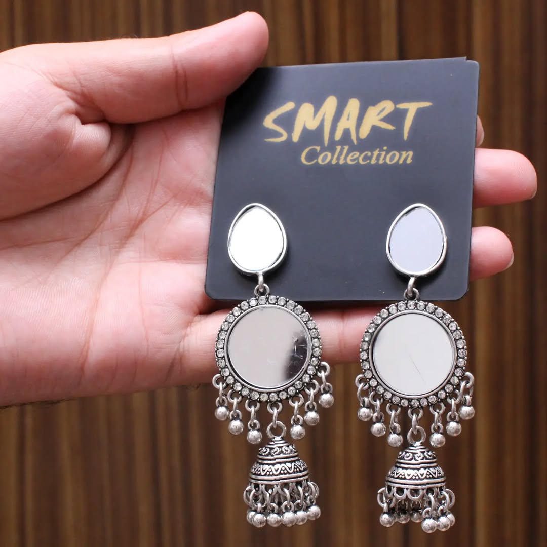 Silver Mirror Jhumki