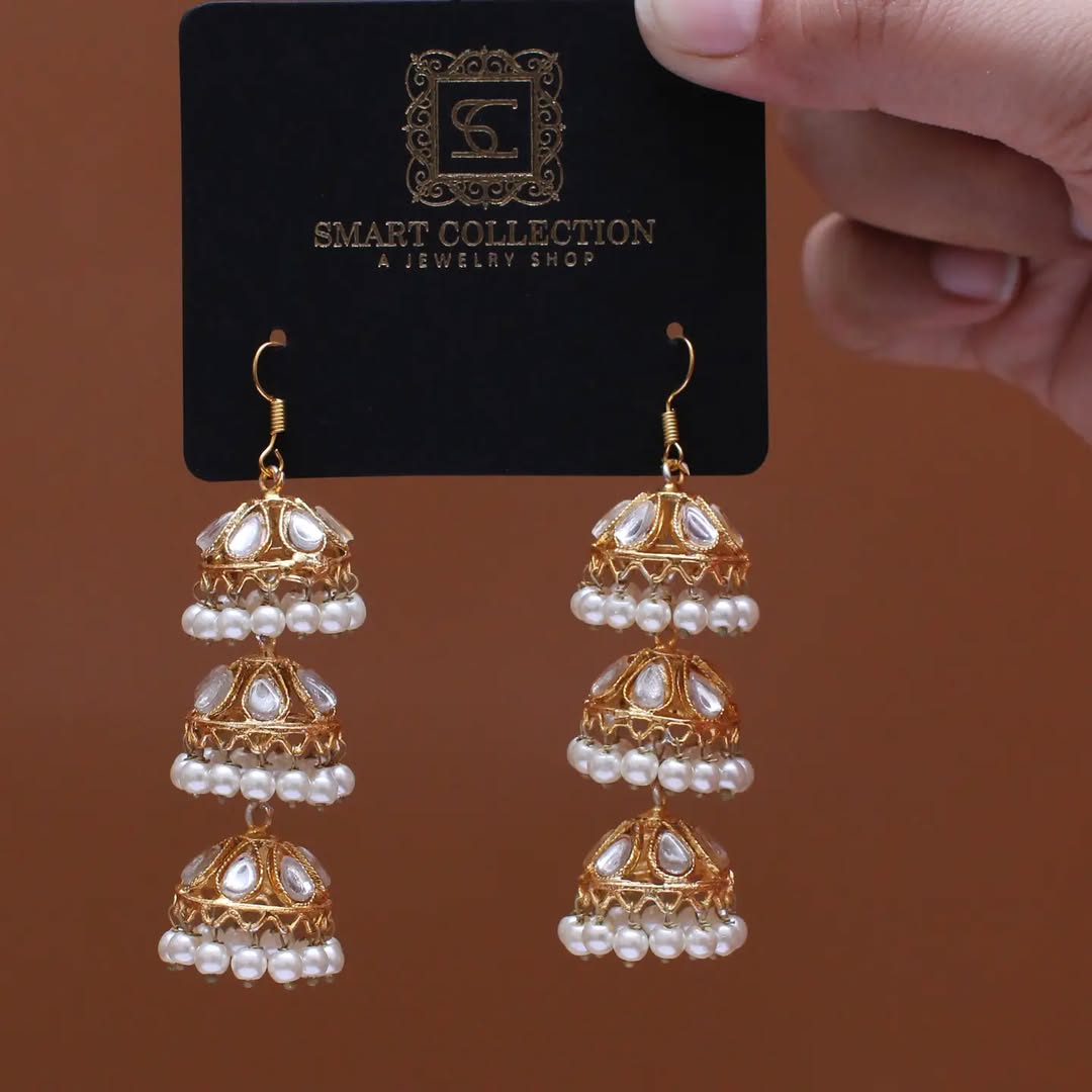 3 Layer Kundan Jhumki