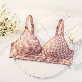 Soft Padded Check Wireless T-Shirt Bra