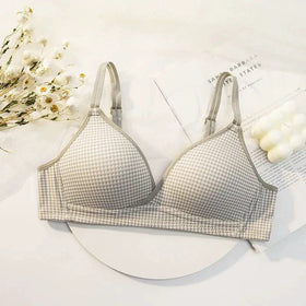 Soft Padded Check Wireless T-Shirt Bra