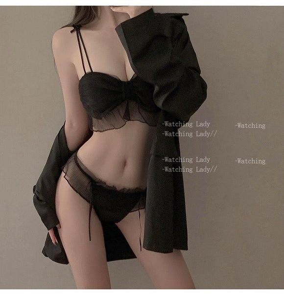 Cute Stylish Bow Style Padded Soft Bra Set