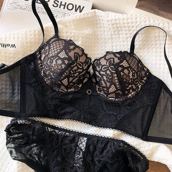 Soft Padded Lace Bra Set