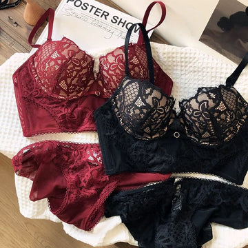 Soft Padded Lace Bra Set - 0