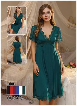 Lace Deep v Neck Women's Nightgown